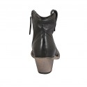 Woman's Texan ankle boot with zipper and embroidered captoe in black leather heel 5 - Available sizes:  33