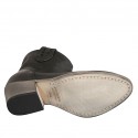 Texanische Damenstiefelette mit Reißverschluss und bestickter Kappe aus schwarzem Leder Absatz 5 - Verfügbare Größen:  32, 33, 43, 44, 45, 46