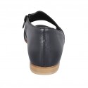 Zapato abierto con cremallera para mujer en piel negra tacon 1 - Tallas disponibles:  33, 42