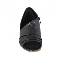 Woman's open shoe with zipper in black leather heel 1 - Available sizes:  33, 42