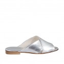 Woman's open mules in silver laminated leather heel 1 - Available sizes:  42