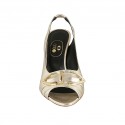 Sandale pour femmes avec boucle et elastique en cuir lamé platine talon 8 - Pointures disponibles:  31, 42, 43, 47