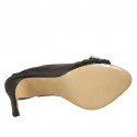 Sandalo da donna con fibbia ed elastico in pelle nera tacco 8 - Misure disponibili: 31, 32, 34, 42