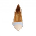Zapato de salón puntiagudo para mujer en piel color desnudo y azul claro tacon 5 - Tallas disponibles:  32