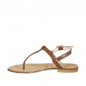 Woman's thong sandal in brown leather heel 1 - Available sizes:  42, 43