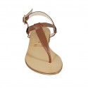 Woman's thong sandal in brown leather heel 1 - Available sizes:  42