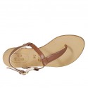 Woman's thong sandal in brown leather heel 1 - Available sizes:  42