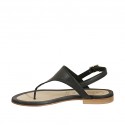 Woman's thong sandal in black leather heel 1 - Available sizes:  42