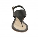 Woman's thong sandal in black leather heel 1 - Available sizes:  42