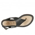 Sandale entredoigt pour femmes en cuir noir talon 1 - Pointures disponibles:  42