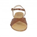 Woman's strap sandal in brown leather heel 1 - Available sizes:  33