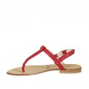 Sandale entredoigt pour femmes en cuir rouge talon 1 - Pointures disponibles:  33, 42