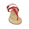 Woman's flip-flop sandal in red leather heel 1 - Available sizes:  33, 42