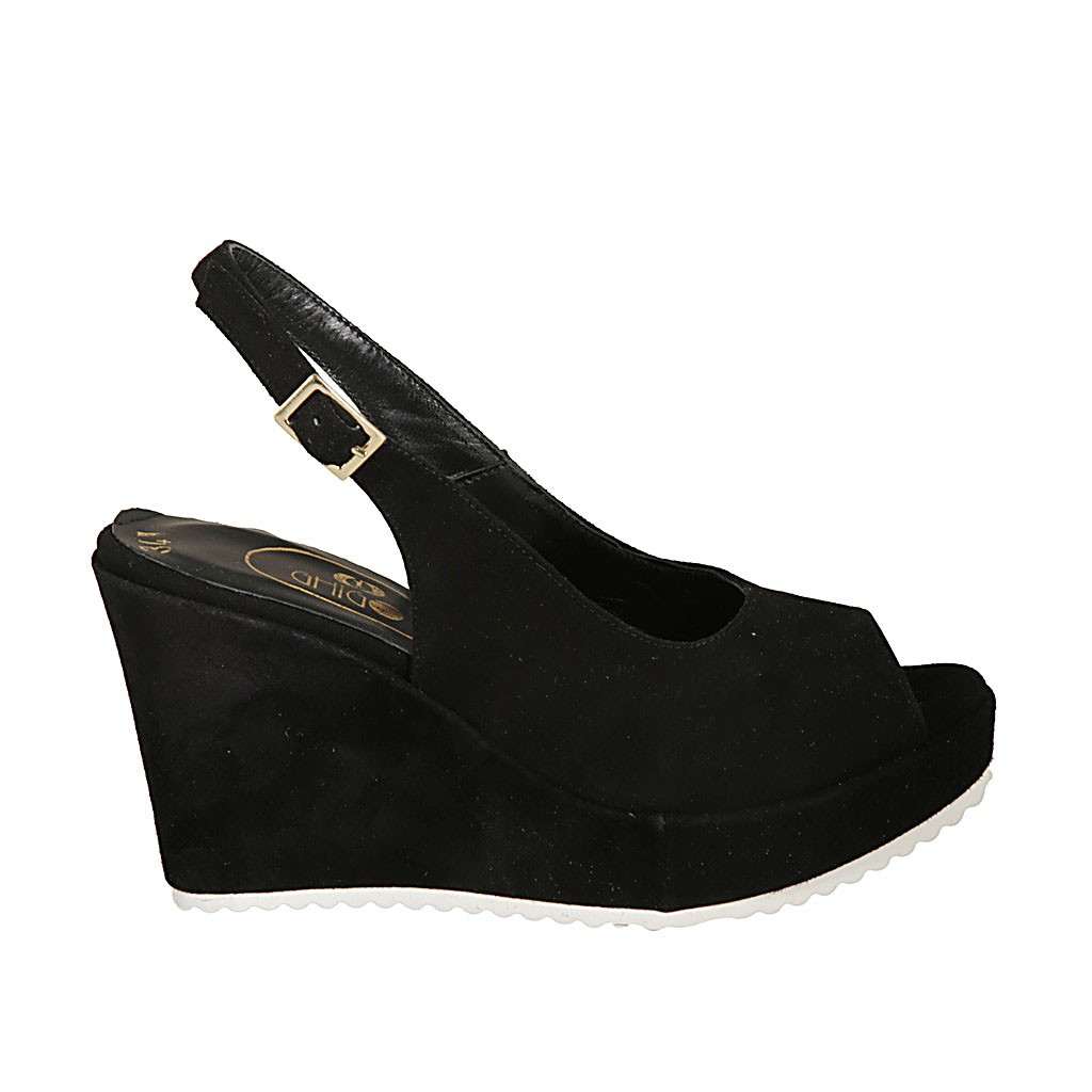black slingback wedges