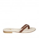 Woman's thong mules in cognac brown leather heel 1 - Available sizes:  42