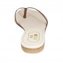 Woman's thong mules in cognac brown leather heel 1 - Available sizes:  42