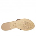 Woman's thong mules in cognac brown leather heel 1 - Available sizes:  42