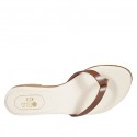 Woman's thong mules in cognac brown leather heel 1 - Available sizes:  42