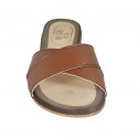 Woman's mules in tan-colored leather heel 2 - Available sizes:  42