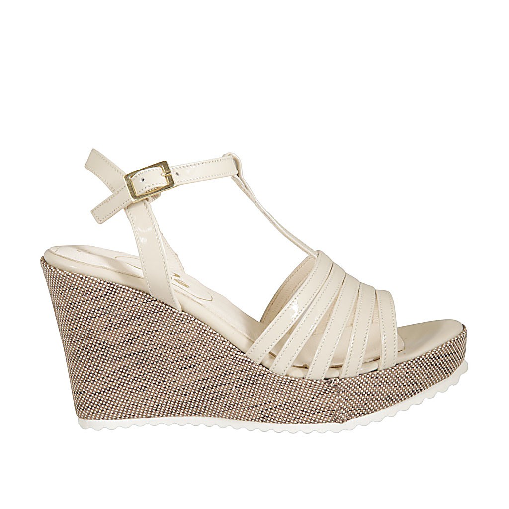 beige patent sandals
