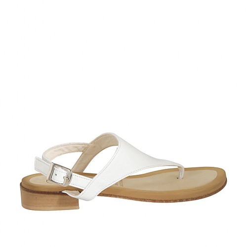 Sandalia de dedo para mujer en piel blanca tacon 2