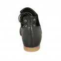 Chaussure ouverte à lacets pour femmes en cuir noir talon 1 - Pointures disponibles:  33