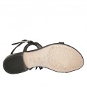 Sandale entredoigt avec courroie pour femmes en cuir noir avec franges gris acier talon 2 - Pointures disponibles:  33