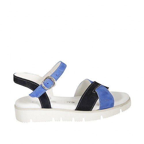 sandalias cuña azul