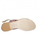 Sandale entredoigt pour femmes en cuir lamé platine et daim imprimé rayé talon 2 - Pointures disponibles:  42