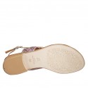 Woman's flip-flop sandal in platinum laminated leather and striped printed suede heel 2 - Available sizes:  42