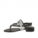 Sandalo infradito da donna in pelle nera e pelle stampata tacco 2 - Misure disponibili: 42