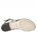 Sandalo infradito da donna in pelle nera e pelle stampata tacco 2 - Misure disponibili: 42
