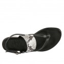 Woman's flip-flop sandal in black leather and printed leather heel 2 - Available sizes:  42
