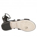 Chaussure spartiates ouvert pour femmes avec fermeture éclair et lacets en cuir noir talon 2 - Pointures disponibles:  34