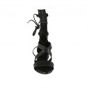 Zapato abierto estilo gladiador para mujer con cremallera y cordones en piel imprimida negra tacon 2 - Tallas disponibles:  33