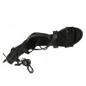 Zapato abierto estilo gladiador para mujer con cremallera y cordones en piel imprimida negra tacon 2 - Tallas disponibles:  33