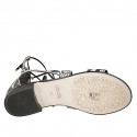 Woman's gladiator open shoe with zipper and laces in black and white printed leather heel 2 - Available sizes:  33