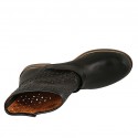 Stivaletto da donna con fibbia in pelle e pelle traforata nera tacco 3 - Misure disponibili: 32, 33, 42, 43, 44, 45