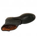 Stivaletto da donna con fibbia in pelle e pelle traforata nera tacco 3 - Misure disponibili: 32, 33, 42, 43, 44, 45