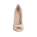 Woman's open toe pump with platform in powder nude leather heel 11 - Available sizes:  34