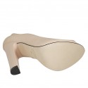 Scarpa da donna aperta in punta con plateau in pelle nude cipria tacco 11 - Misure disponibili: 34