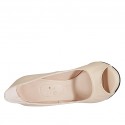 Zapato de salon abierto en punta con plataforma para mujer en piel polvo desnudo tacon 11 - Tallas disponibles:  34
