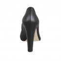 Escarpin à bout ouvert avec plateau pour femmes en cuir noir talon 11 - Pointures disponibles:  34