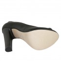 Zapato de salon abierto en punta con plataforma para mujer en piel negra tacon 11 - Tallas disponibles:  34