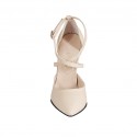 Zapato abierto puntiagudo con cinturon para mujer en piel color desnudo tacon 11 - Tallas disponibles:  42