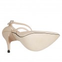 Woman's pointy open shoe with strap in nude leather heel 11 - Available sizes:  42