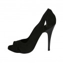 Zapato abierto en punta con plataforma para mujer en gamuza negra tacon 11 - Tallas disponibles:  32, 42