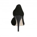 Zapato abierto en punta con plataforma para mujer en gamuza negra tacon 11 - Tallas disponibles:  32, 42