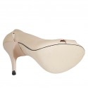 Zapato de salon abierto en punta con plataforma para mujer en piel color desnudo tacon 11 - Tallas disponibles:  42