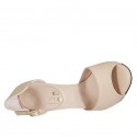 Zapato abierto para mujer con plataforma y cinturon en piel color desnudo tacon 11 - Tallas disponibles:  42, 47